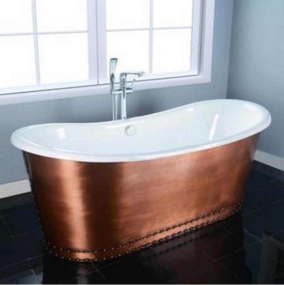 Isabella 72&apos;&apos; Cast Iron BateauTub,Smooth Antique Copper Skir
