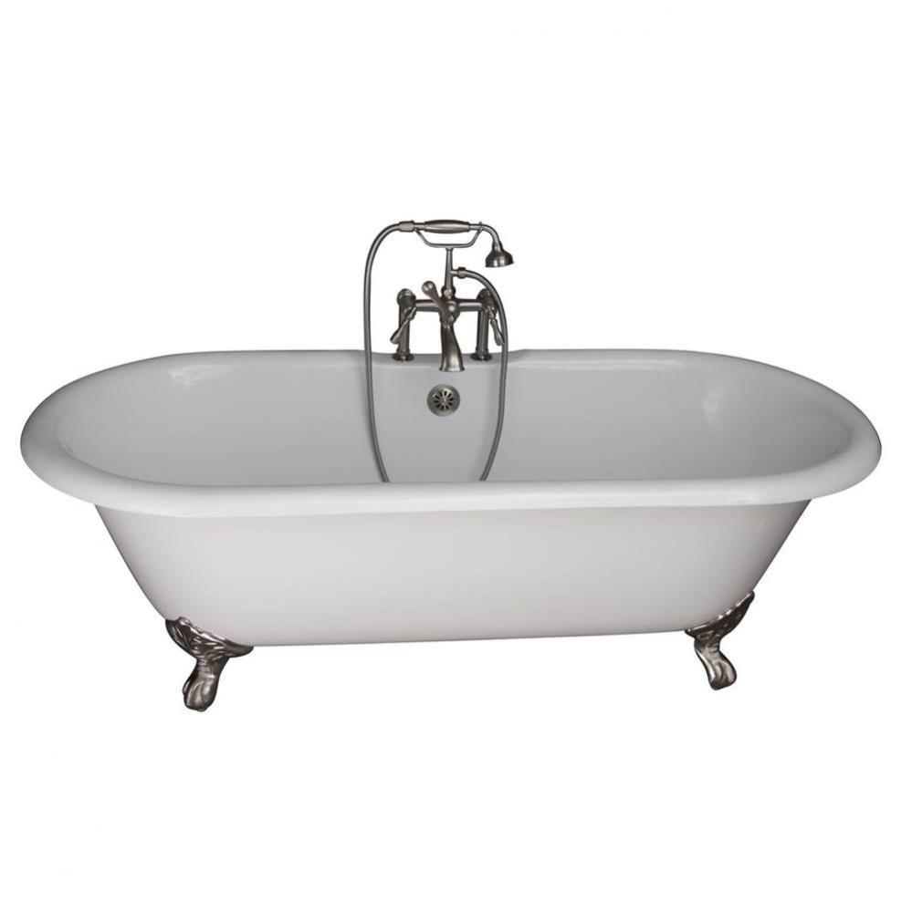 Tub Kit 67&apos;&apos; CI Dbl Roll Top Filler, Supplies, Drain-BrNkl