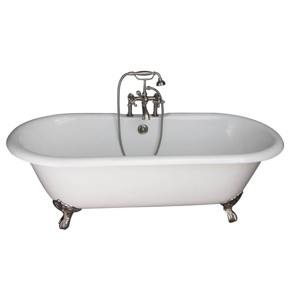 Tub Kit 67&apos;&apos; CI Dbl Roll Top Filler, Supplies, Drain-BrNkl