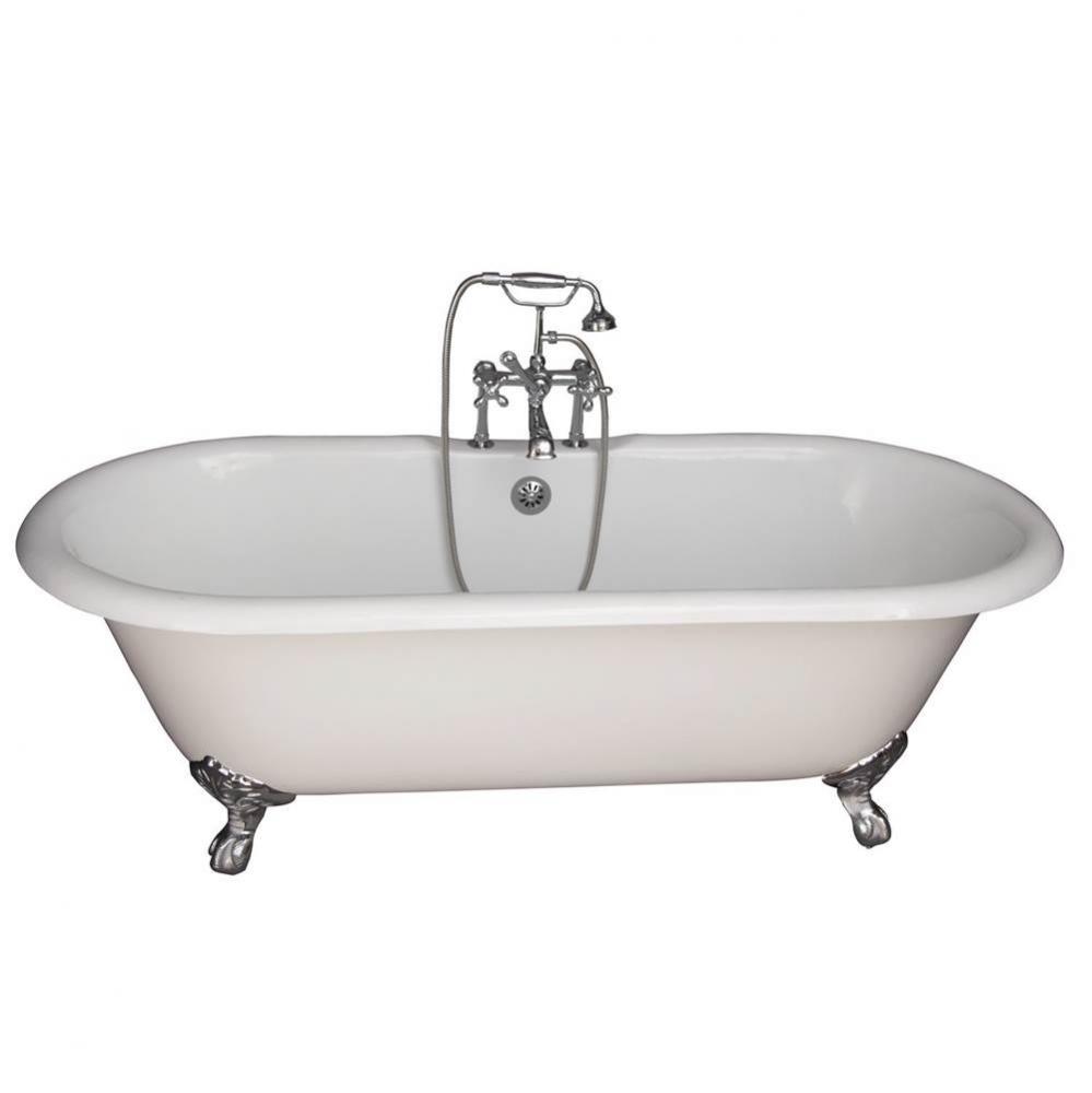 Tub Kit 61&apos;&apos;CI,Dbl Roll Top, Filler,Supplies,Drain-CP