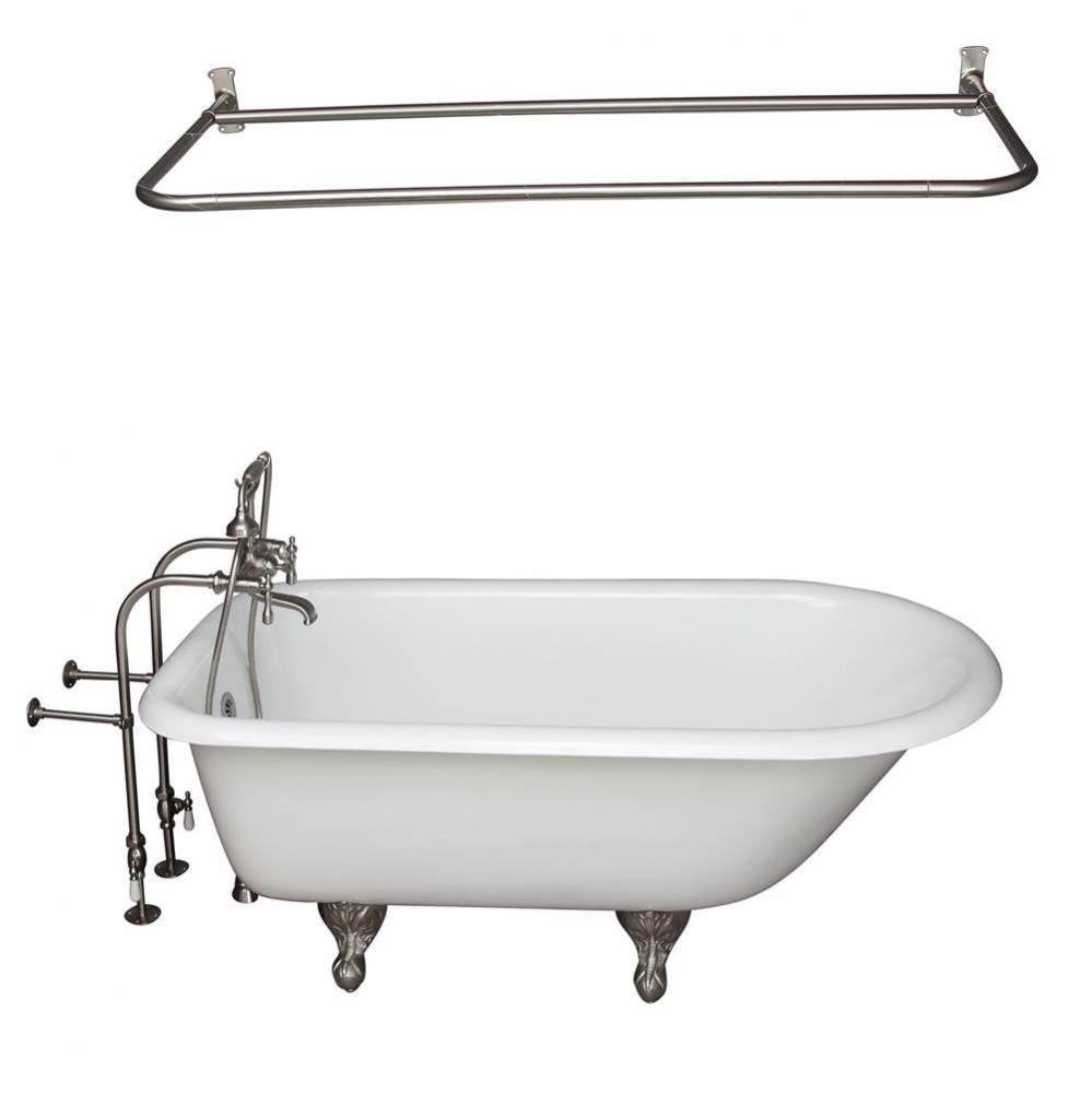 Tub Kit 60&apos;&apos; CI Roll Top,Filler ShwrRd, Supplies, Drain-Br Nkl