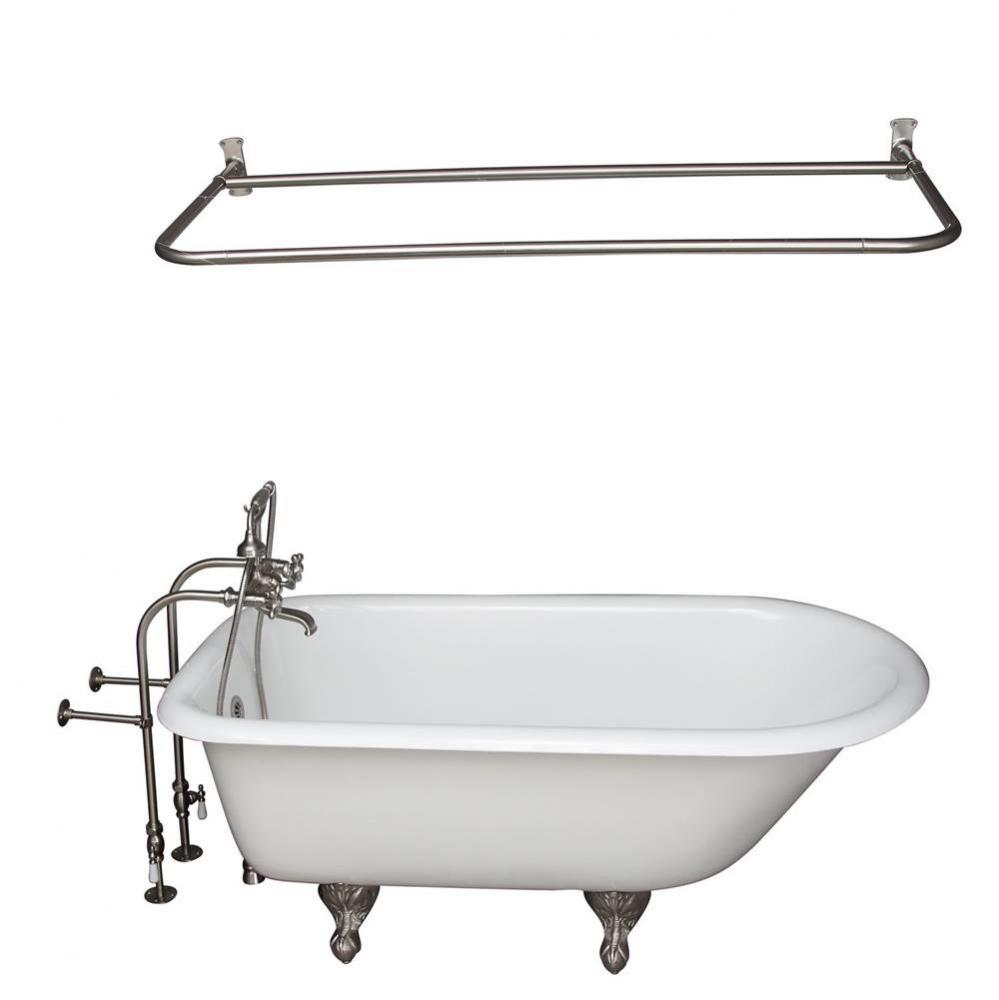 Tub Kit 60&apos;&apos;CI Roll Top,Filler ShwrRd, Supplies,Drain-BrNkl