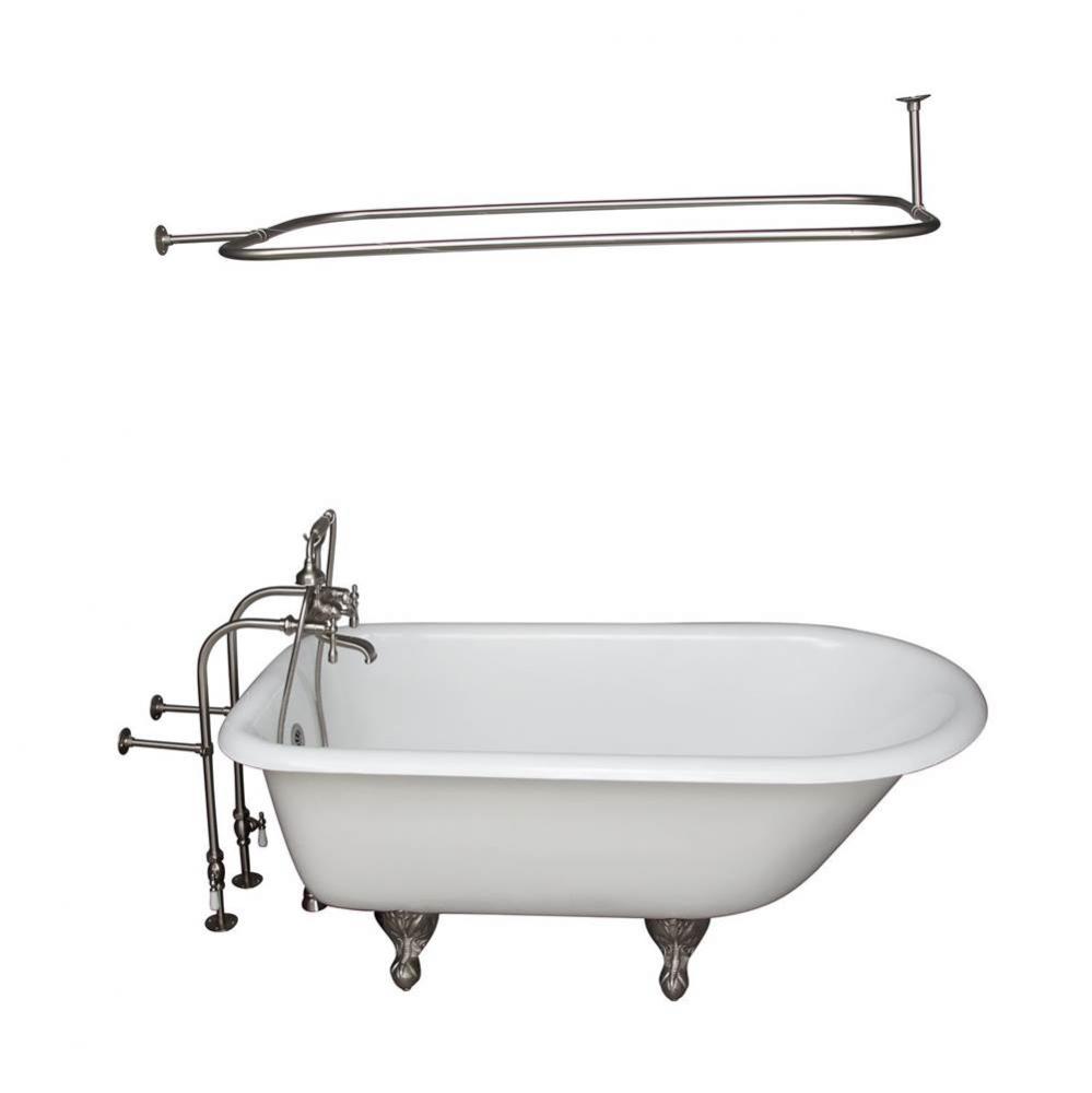 Tub Kit 67&apos;&apos; CI Roll Top,Filler ShwrRd, Supplies, Drain-BrNkl