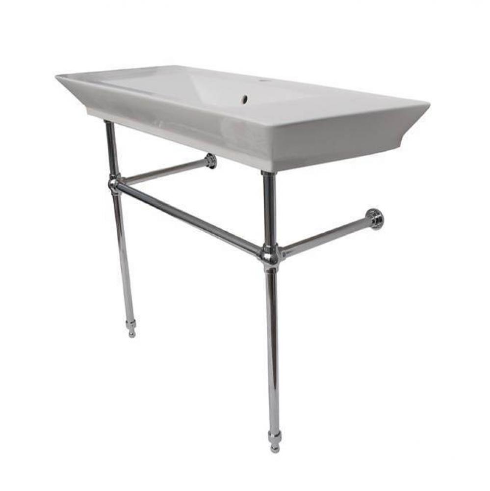 Opulence Console 39-1/2&apos;&apos;, Rect Bowl, 1-hole, White, CP Stand