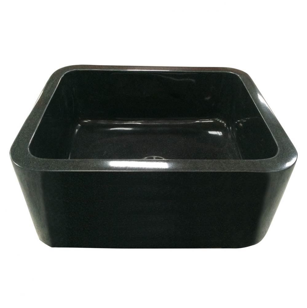 Acantha 24&apos;&apos; Polished Granite Single Bowl Apron Front Sink, GPBL