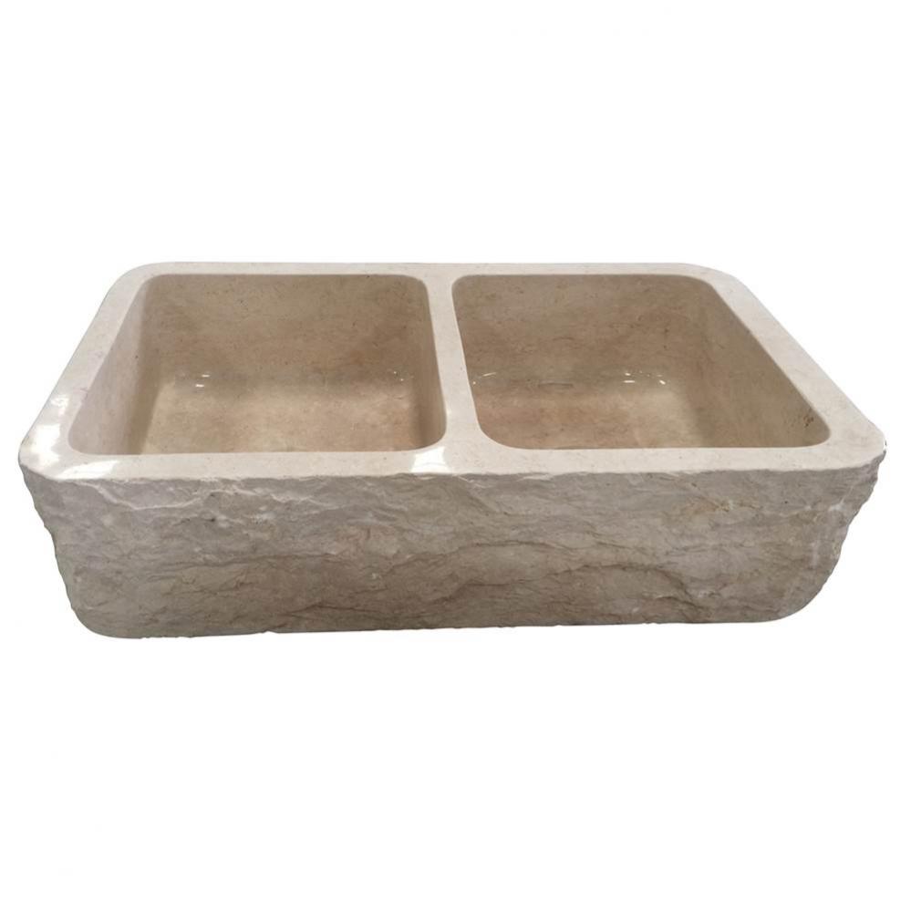 Rushmore Db Bowl Marble FarmeSink w/Chiseled Apron MPGA,33&apos;&apos;