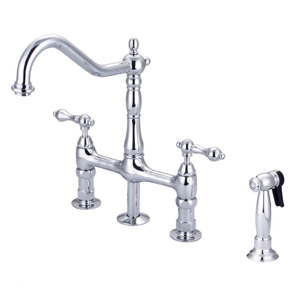 Emral Kitchen Bridge FaucetSidespray and Metal Lever Hdl,CP