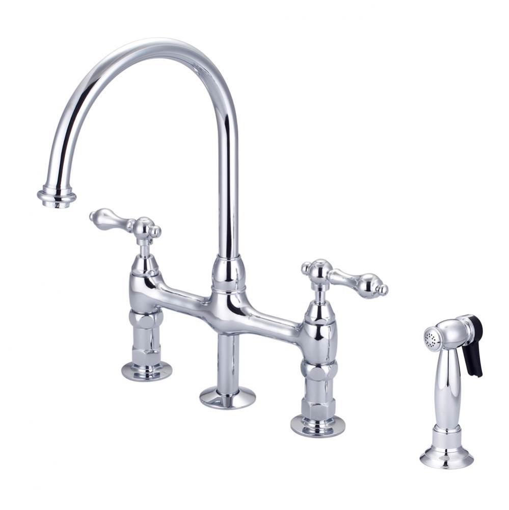 Harding Kitchen Bridge FaucetSidespray and Metal Lever Hdl,CP