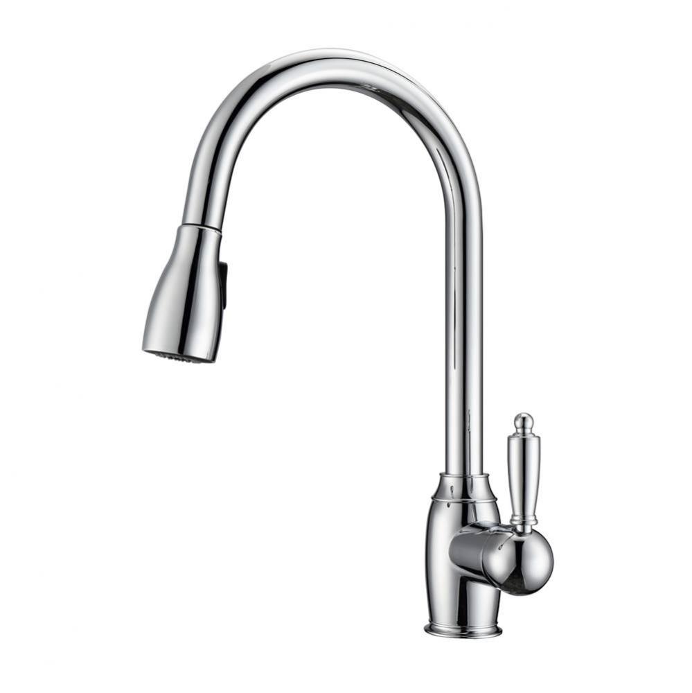 Bistro Kitchen Faucet,Pull-Out Spray, Metal Lever Handles, CP