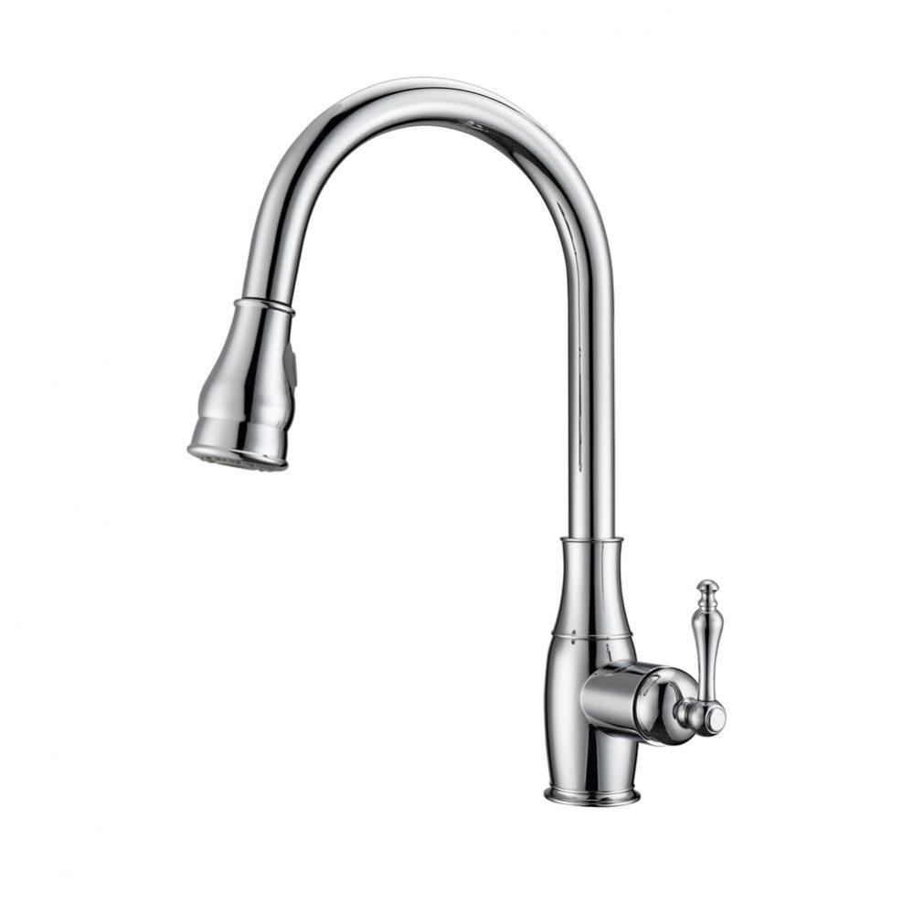 Caryl Kitchen Faucet,Pull-OutSpray, Metal Lever Handles, CP