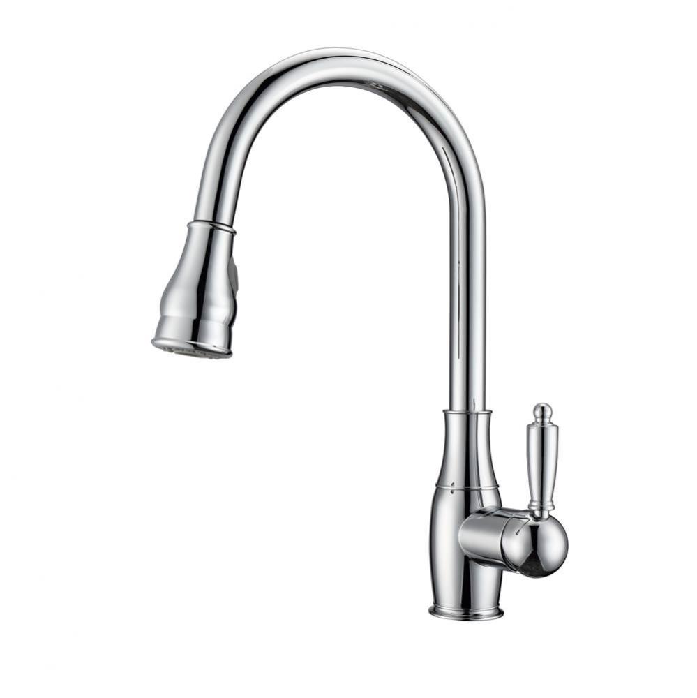 Caryl Kitchen Faucet,Pull-OutSpray, Metal Lever Handles, CP