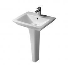 Barclay 3-361WH - Opulence 23'' Ped Lav, Rect.Bowl 1-hole, White