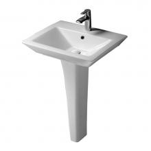 Barclay 3-368WH - Opulence 23'' Ped Lav, Rect.Bowl, 8'' WS, White