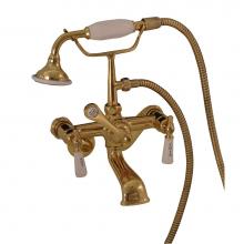 Barclay 4602-PL-PB - Elephant Spout Hand Shwr, w/ Swvl Mts, Porc Handle, Brass