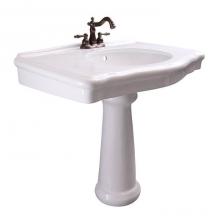 Barclay 3-3008WH - Anders Rectangular Pedestal Lavatory, 8'' WS, White