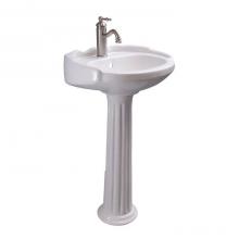 Barclay 3-3041WH - Silvi 20'' Pedestal Lavatory1 Faucet Hole,White