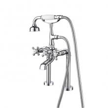 Barclay 4609-MC-CP - Deck Mount Filler w/HandShower6''Straight Bdy,Cross Hndl,CP