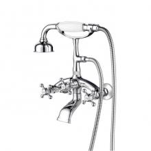 Barclay 4614-MC-CP - Wall Mount Filler w/HandShower8'' Curved Bdy,Cross Hndl,CP