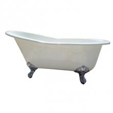 Barclay CTSN67I-WH-PN - India Cast Iron Slipper WH, 67'', No Holes, PN Feet