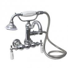 Barclay 4802-PL-CP - Hook Spout w/Hand Shwr,TubWall Mount, Porcelain Hdls, CP