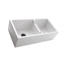 Barclay FSDB1556-WH - Maura 36'' Double Bowl Low-Divide Farmer Sink, White