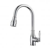 Barclay KFS410-L3-CP - Caryl Kitchen Faucet,Pull-OutSpray, Porcelain Handles, CP