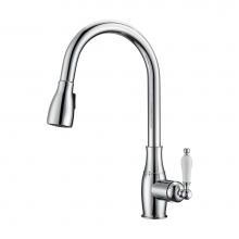 Barclay KFS411-L3-CP - Cullen Kitchen Faucet,Pull-OutSpray, Porcelain Handles, CP