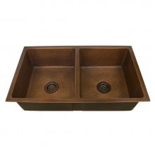Barclay KSCDB3502-AC - Seward 36'' Copper Dbl BowlUndermount Kitchen Sink, AC