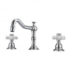 Barclay LFW102-PC-CP - Roma 8''cc Lav Faucet, withHoses,Porcelain Cross Hdls, CP