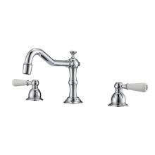 Barclay LFW102-PL-CP - Roma 8''cc Lav Faucet, withHoses,Porcelain Lever Hdls, CP