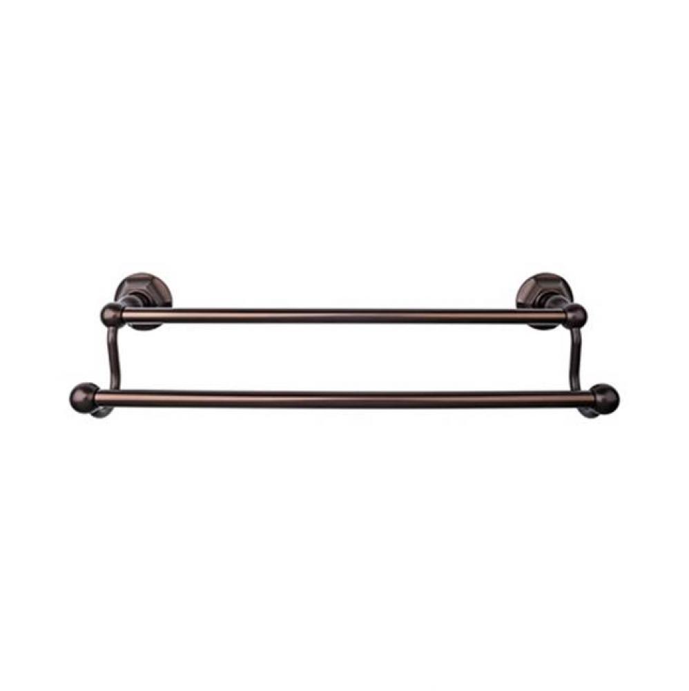 Edwardian Bath Towel Bar 18 Inch Double - Hex Backplate Oil Rubbed Bronze