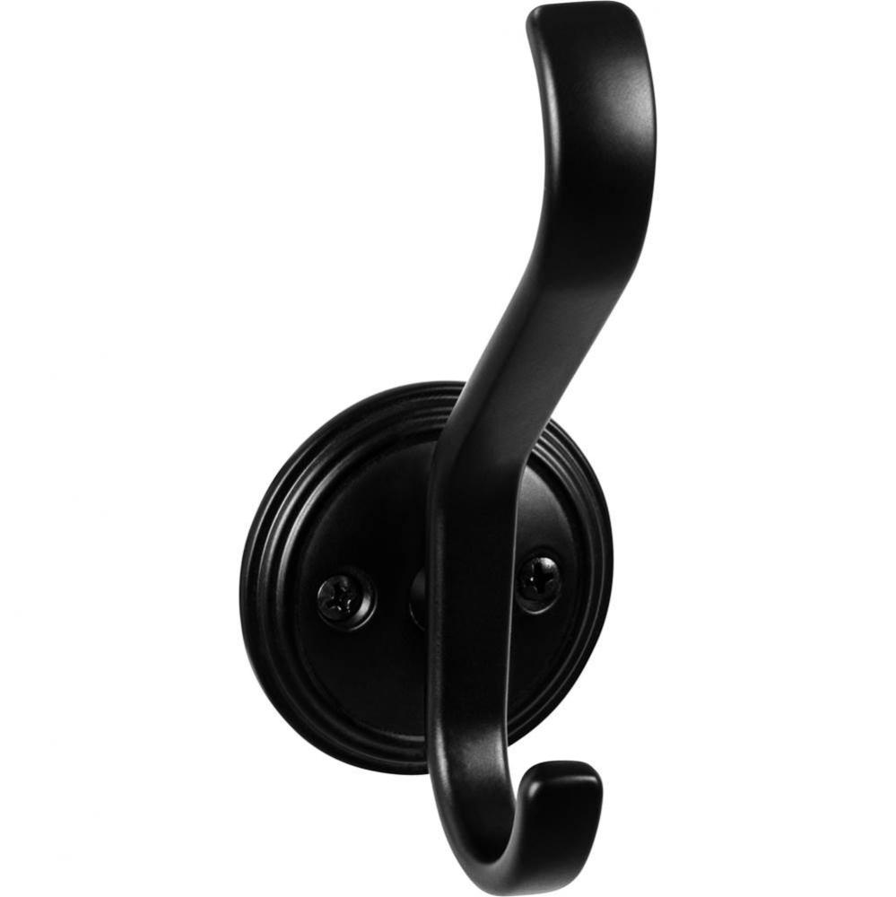 Reeded Hook 4 11/16 Inch Flat Black