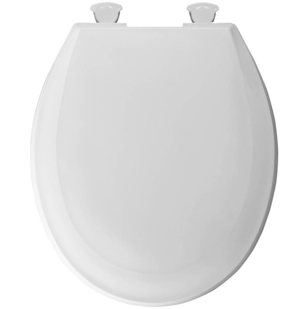 Round Plastic Toilet Seat in White with Easy-Clean &amp; Change Hinge