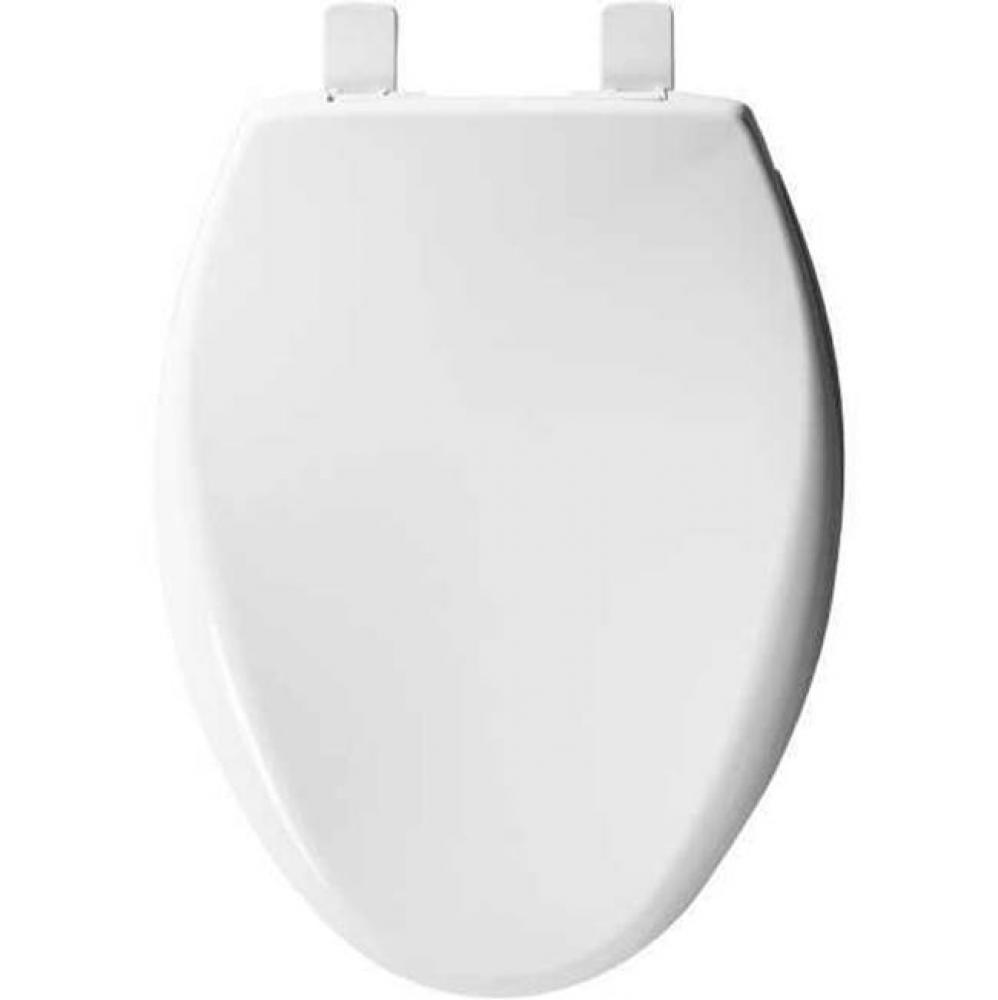 Elongated Plastic Toilet Seat Cotton White Never Loosens Removes for Cleaning Slow-Close Adjustabl