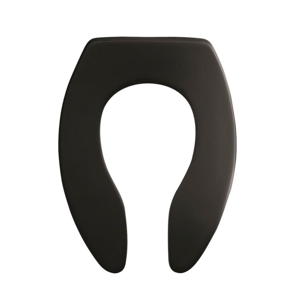 Elongated Open Front Less Cover Commercial Plastic Toilet Seat in Black with STA-TITE Commercial F
