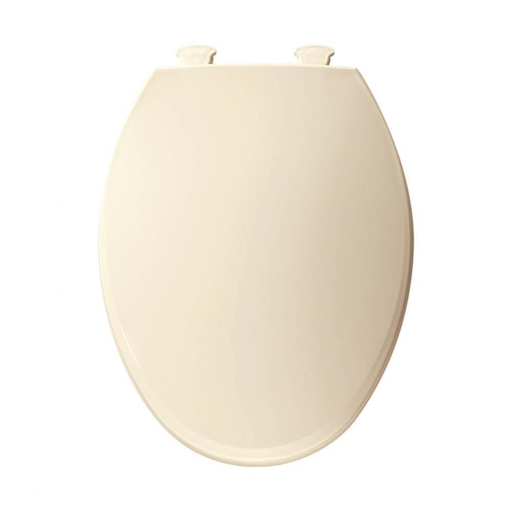 Elongated Plastic Toilet Seat in Biscuit with Easy-Clean &amp; Change Hinge