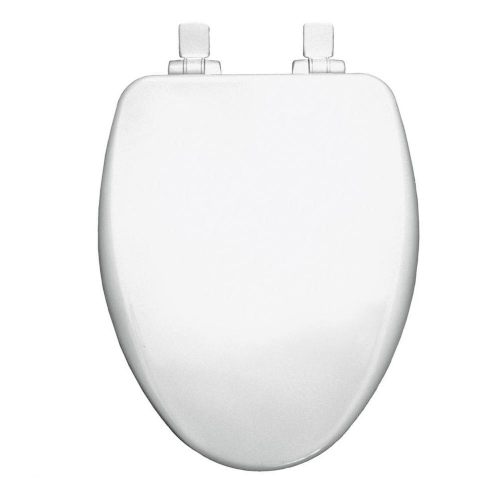Alesio II Elongated High Density Enameled Wood Toilet Seat in White with STA-TITE Seat Fastening S