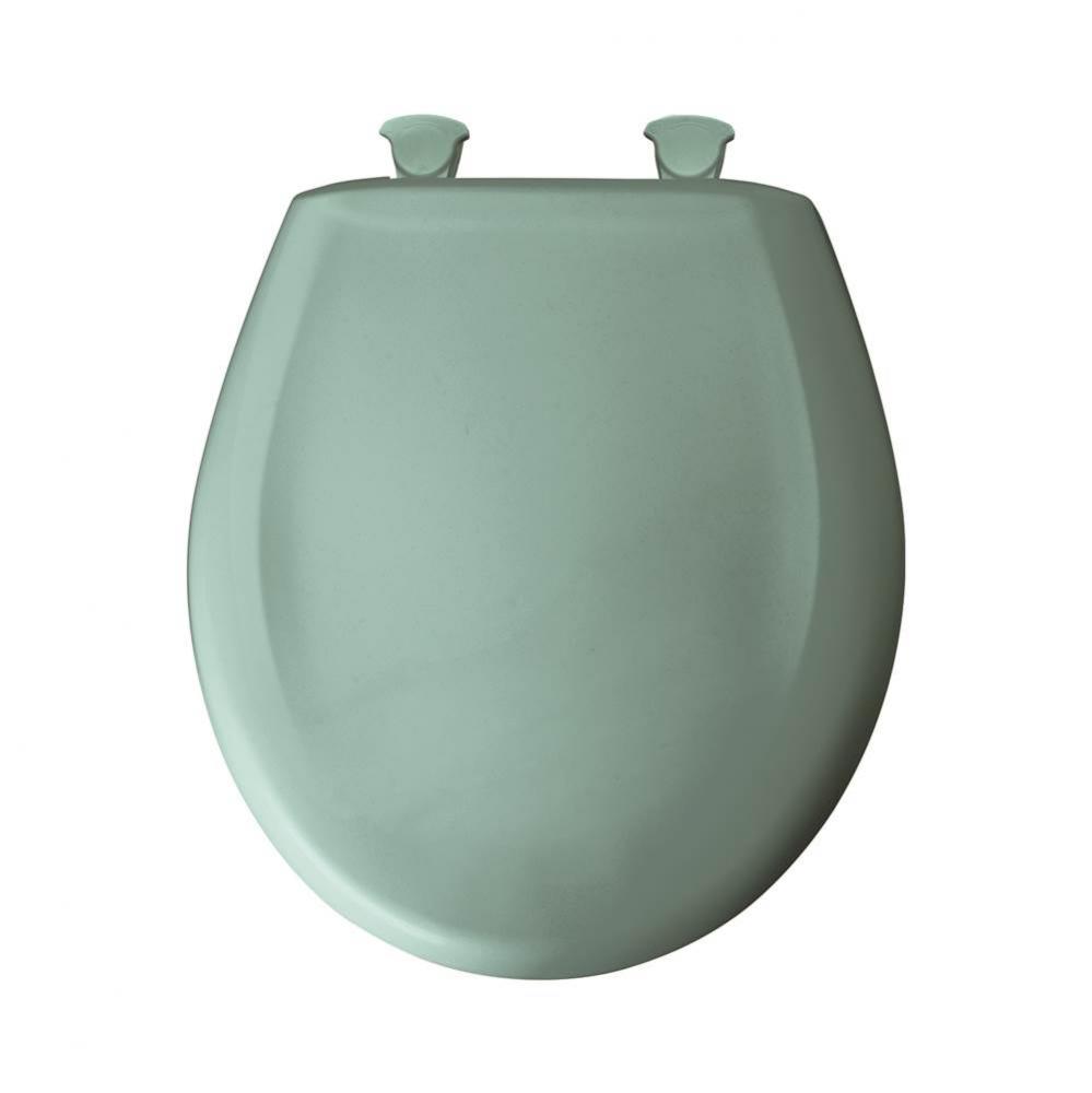 Round Plastic Toilet Seat in Spruce Green with STA-TITE Seat Fastening System, Easy-Clean &amp; Ch