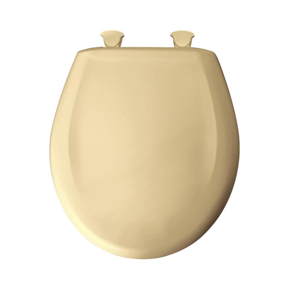 Round Plastic Toilet Seat in Vanilla with STA-TITE Seat Fastening System, Easy-Clean &amp; Change