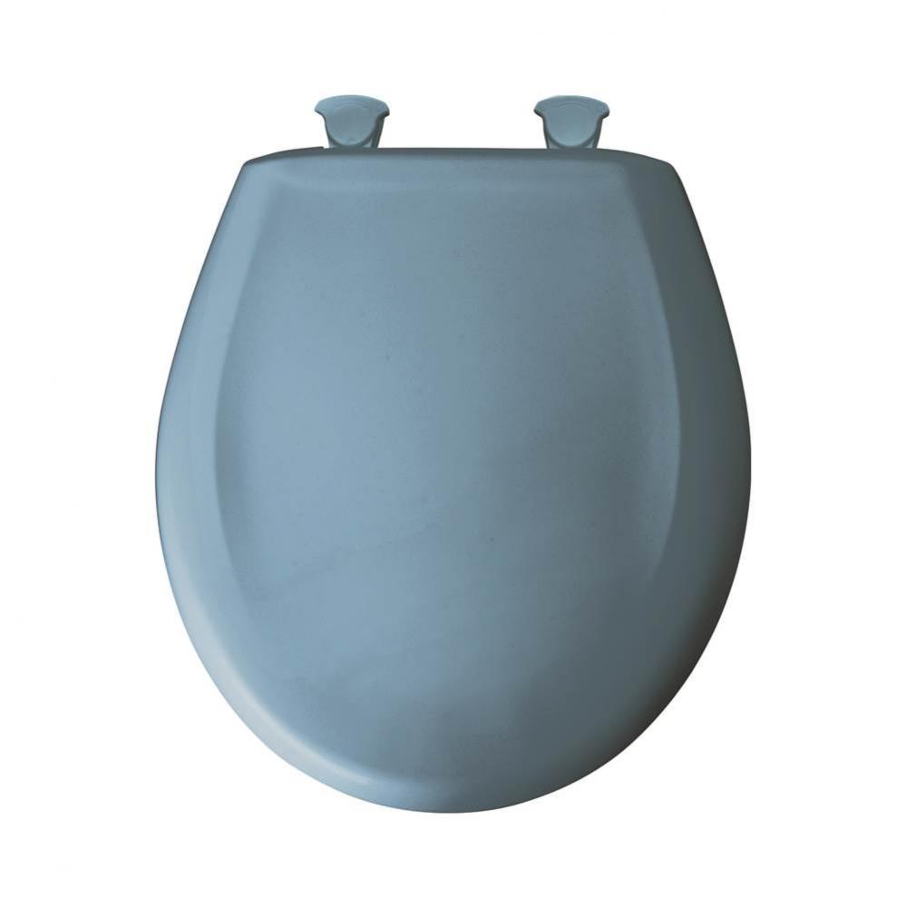 Round Plastic Toilet Seat in New Orleans Blue with STA-TITE Seat Fastening System, Easy-Clean &amp