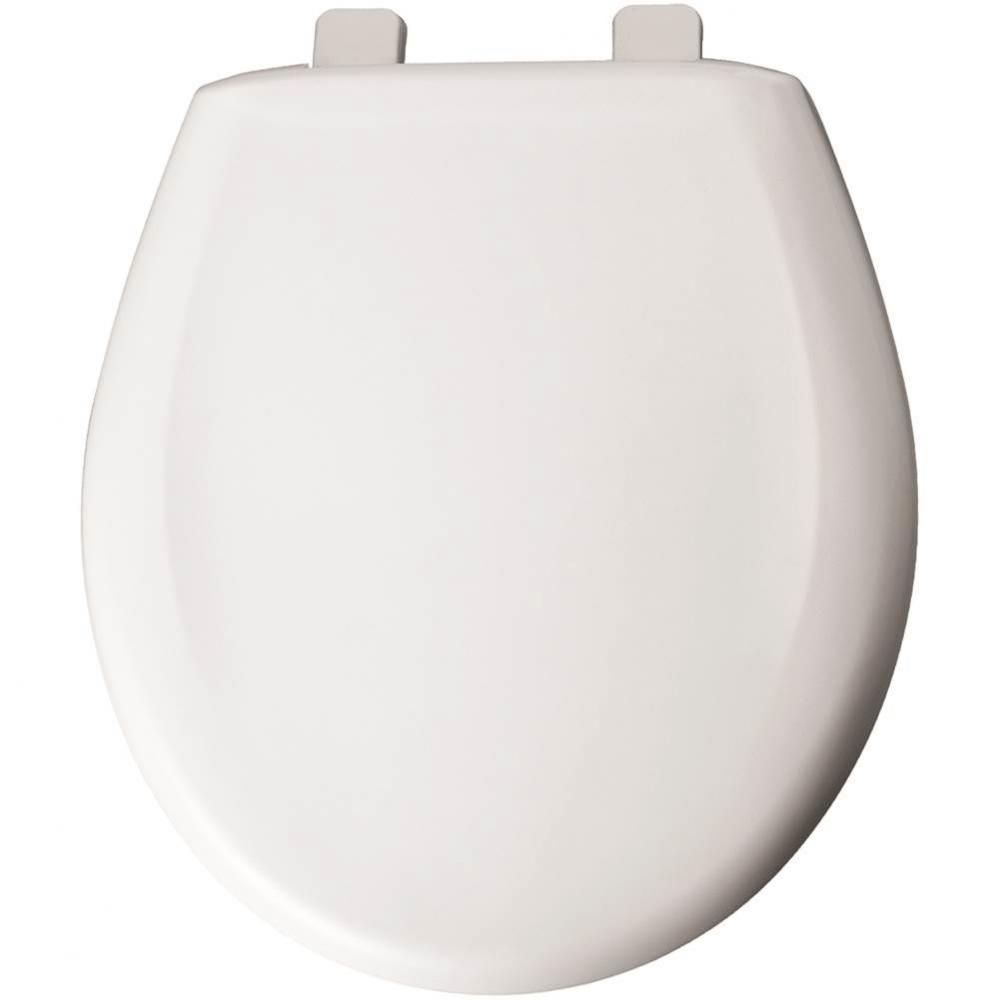 Round Plastic Toilet Seat in White with Top-Tite Hinge