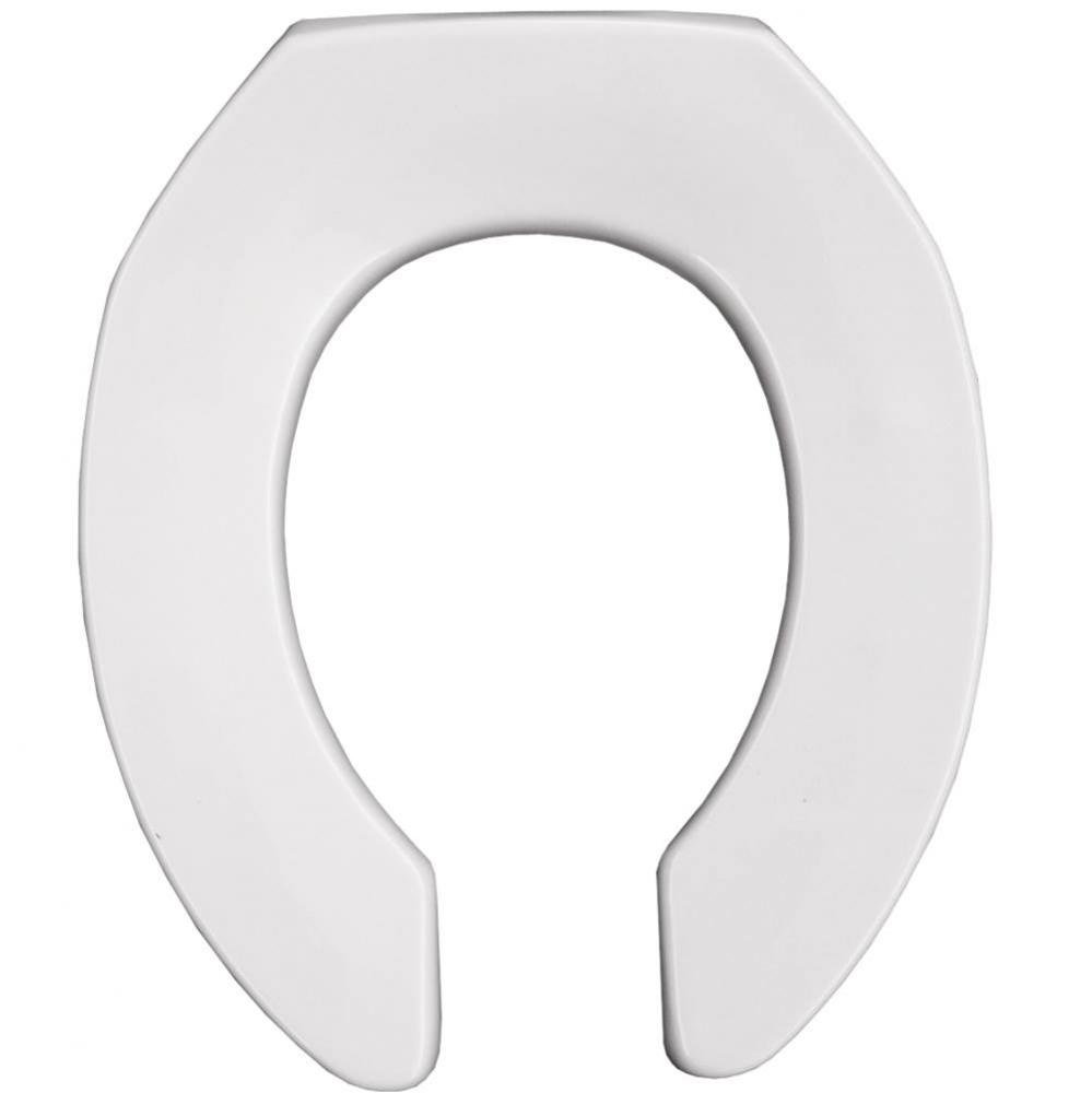 Bemis Round Open Front Less Cover Commercial Plastic Toilet Seat in White with STA-TITE&#xae; Comm