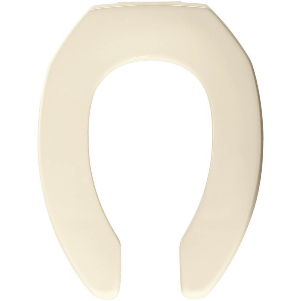 Bemis Elongated Open Front Less Cover Commercial Plastic Toilet Seat in Biscuit with STA-TITE&#xae