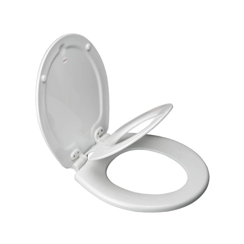NextStep Child/Adult Round Toilet Seat in White with STA-TITE Seat Fastening System, Easy-Clean &a