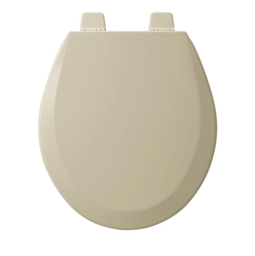 Round Enameled Wood Toilet Seat in Bone with Top-Tite STA-TITE Seat Fastening System and Precision