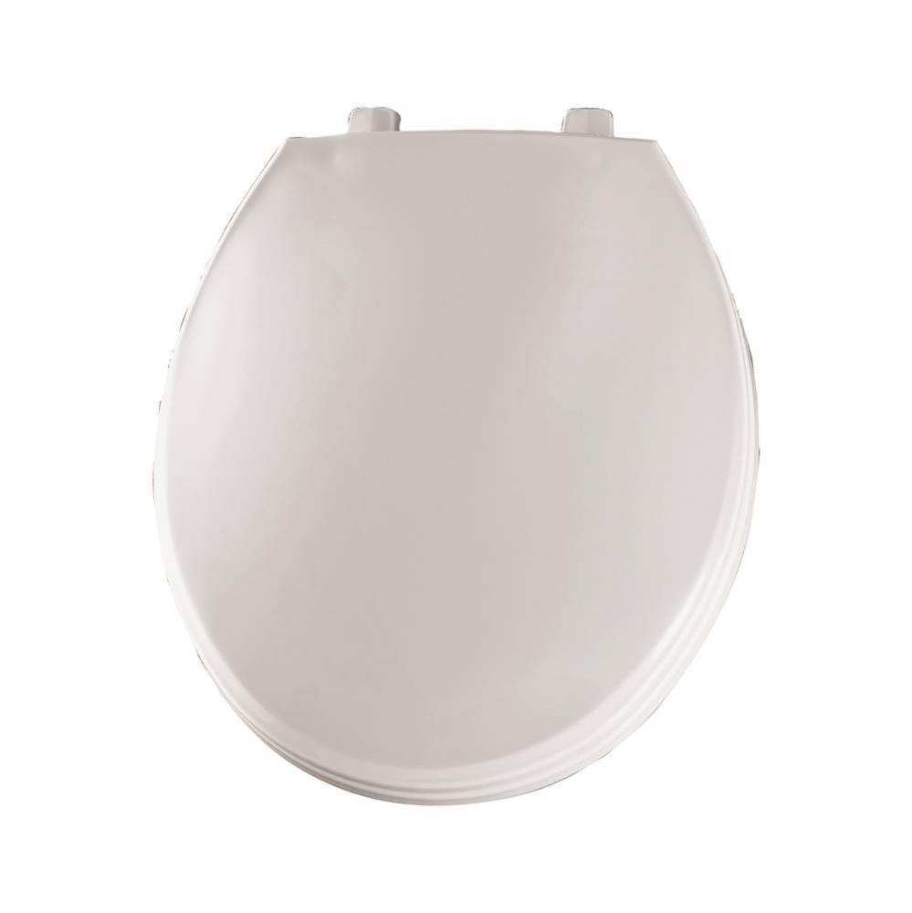 Round Hospitality Plastic Toilet Seat in White with STA-TITE Commercial Fastening System