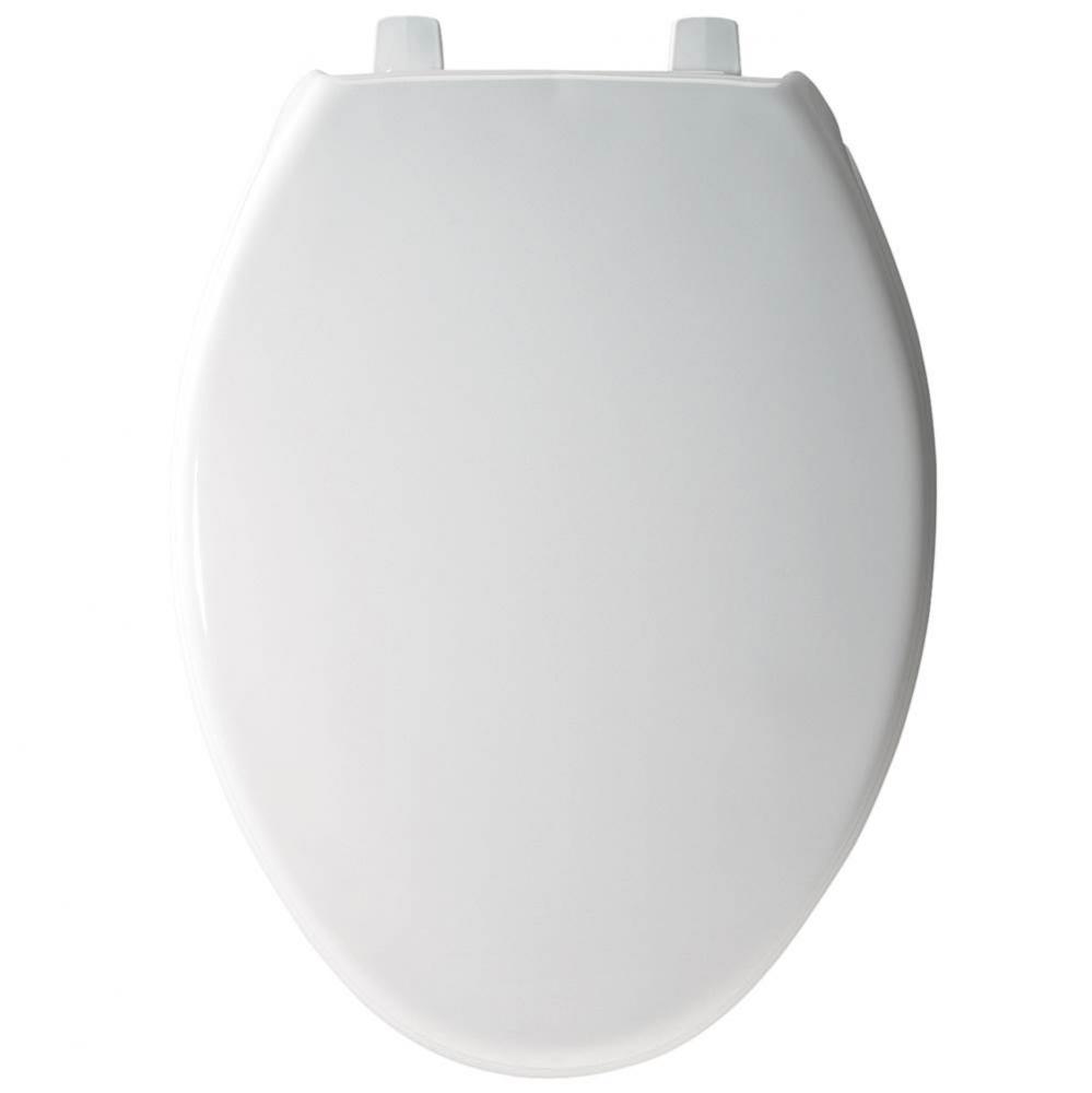 Elongated Hospitality Plastic Toilet Seat in White with JUST-LIFT, STA-TITE Commercial Fastening S