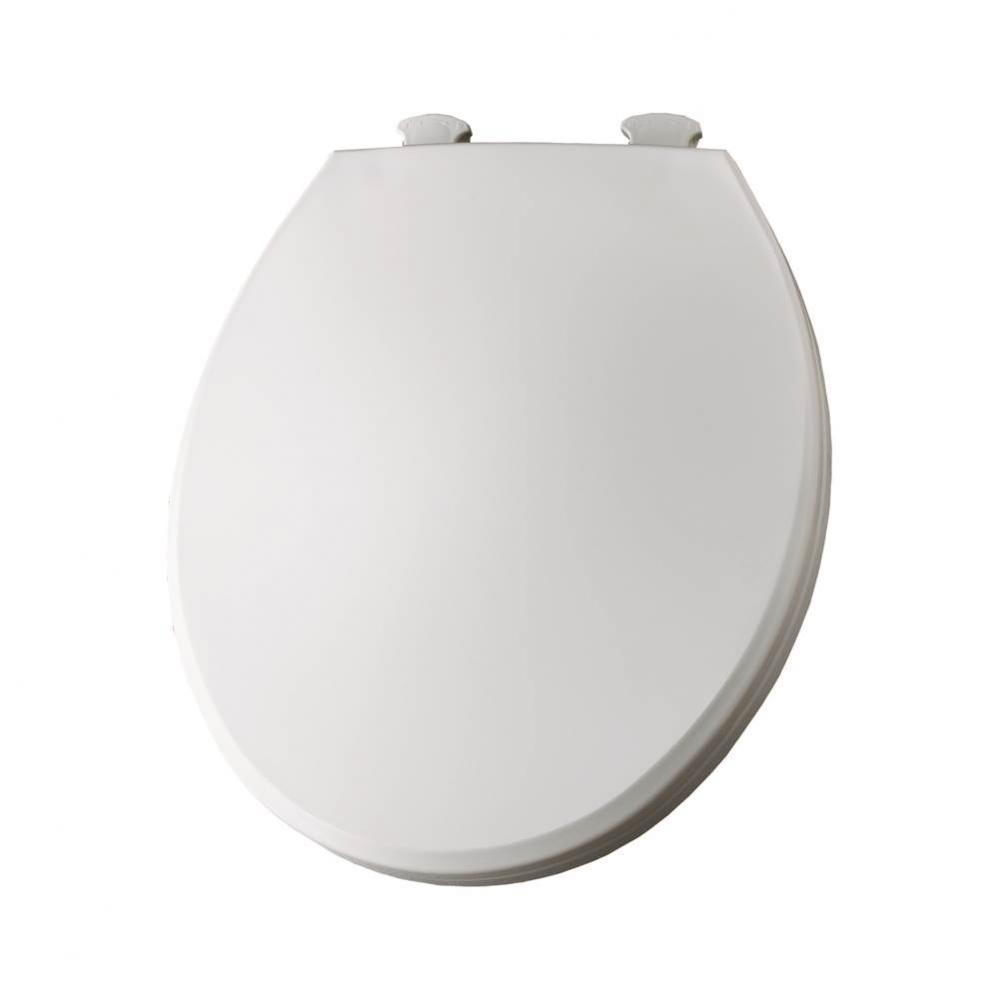 Round Plastic Toilet Seat in White with Easy-Clean &amp; Change Hinge