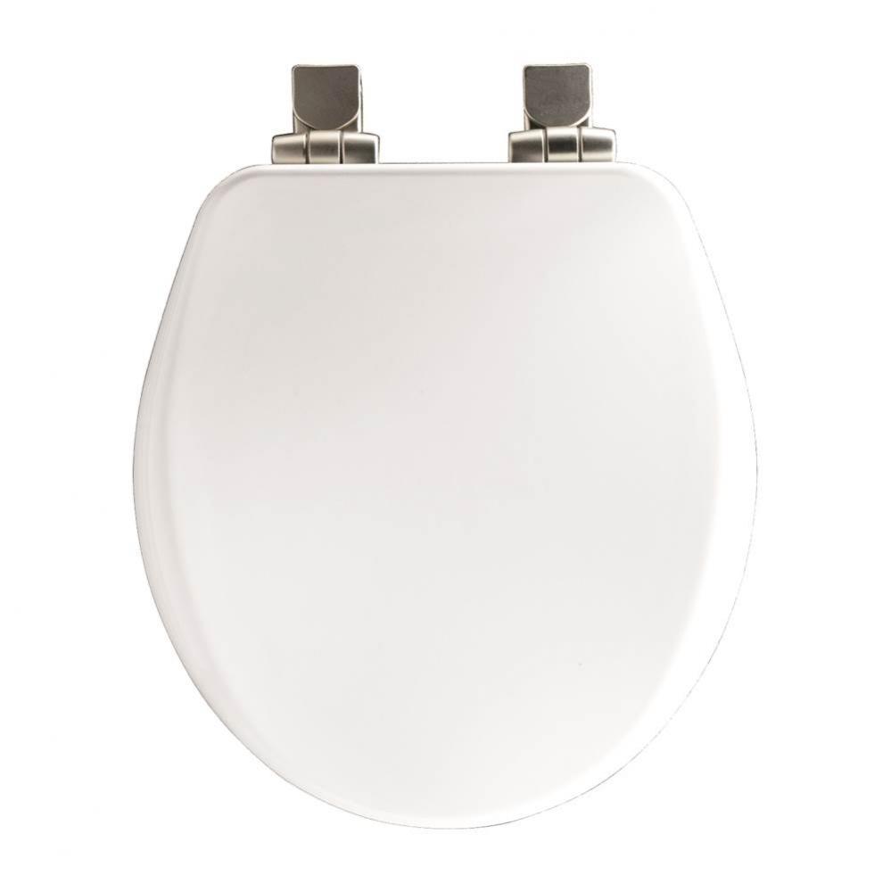 Alesio II Round High Density Enameled Wood Toilet Seat in White with STA-TITE Seat Fastening Syste