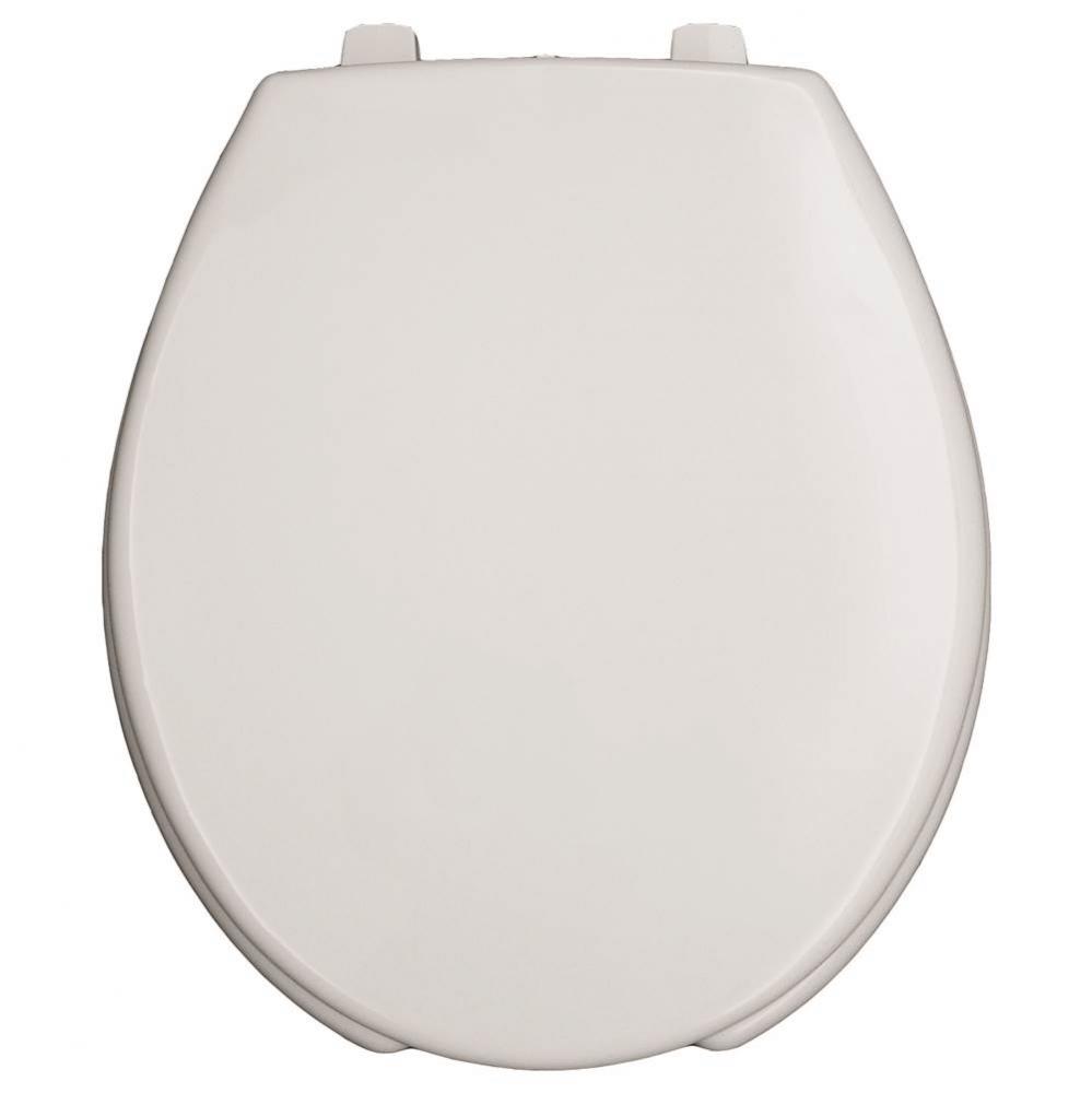 Bemis Round Open Front With Cover Commercial Plastic Toilet Seat in White with Top-Tite&#xae; Hing